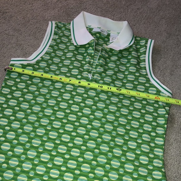Liz Golf Sleeveless‎ Top Petite Small PS SP Green Dots Stripes - Picture 6 of 15
